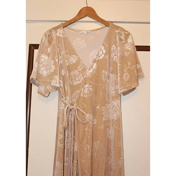 Baltic Born - Matthews Embossed Velvet Maxi Dress in Champagne, Small - Picture 2 of 11